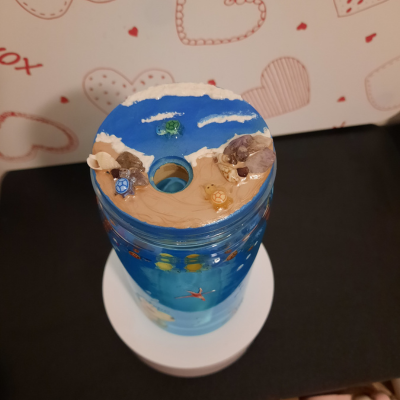 Verre snowglobe couvercle 3D, Bleu infini